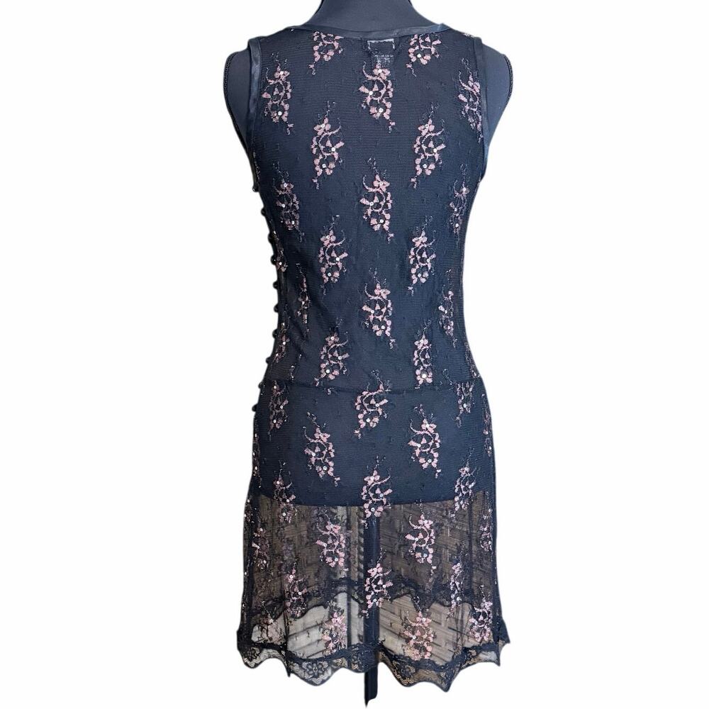 Vintage Wet Seal Black Sheer Lace Slip Dress Y2K Goth Grunge whimsigoth small - Picture 2 of 13